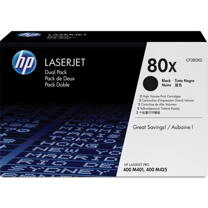 HP 80X Ink Cartridge, CF280XD, Black, Pack of 2