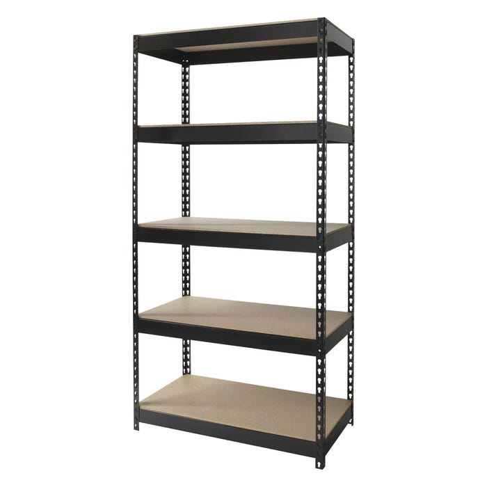 Lorell Riveted Steel Shelving, 48 x 24 x 84 Inches, Black