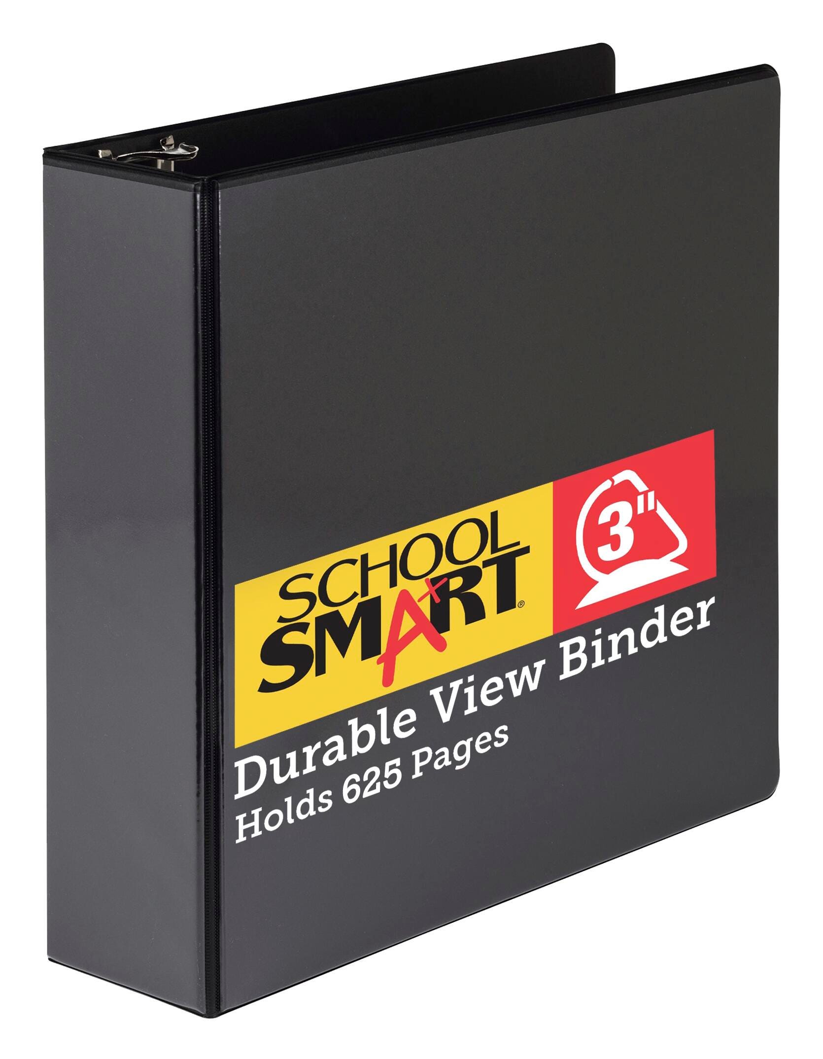 School Smart Durable Polypropylene D-Ring View Binder, 3 Inches, Black 2006493