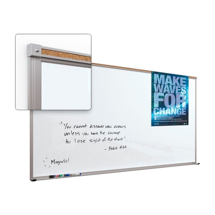MooreCo Framed Magnetic Glass Markerboard, 3 x 4 Feet, White