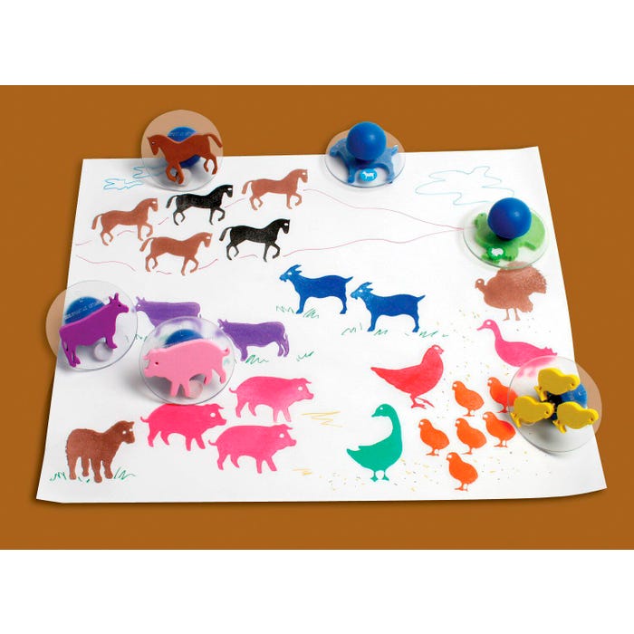 Ready2Learn Giant Farm Animals Stamps, 3 Inches, Set of 10