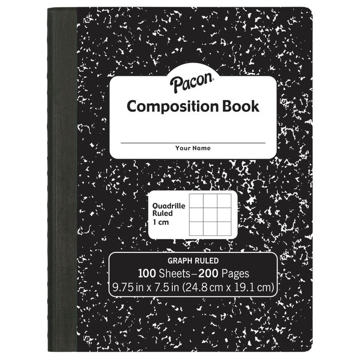 Pacon Composition Book, 9-3/4 x 7-1/2 Inches, 1 cm Grid Ruled, 100 Sheets