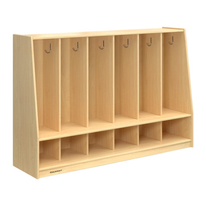 Childcraft Toddler Bench Coat Locker, 6 Sections, 53-3/4 x 14-1/4 x 36 Inches