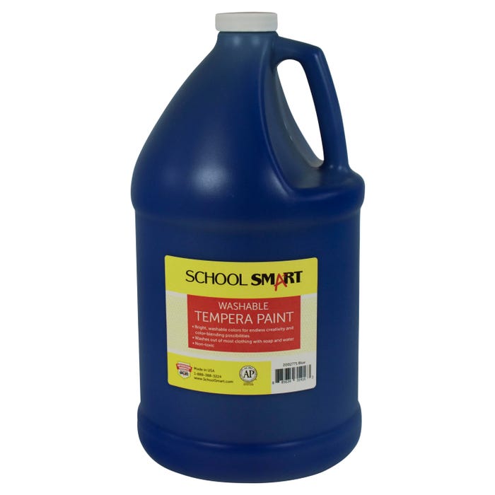 School Smart Washable Tempera Paint, Blue, 1 Gallon Bottle