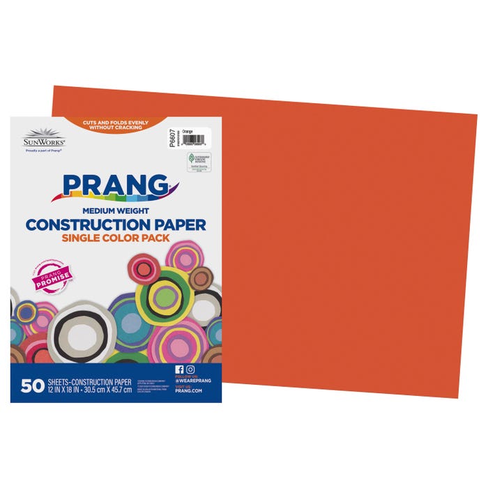 Prang Medium Weight Construction Paper, 12 x 18 Inches, Orange, 50 Sheets