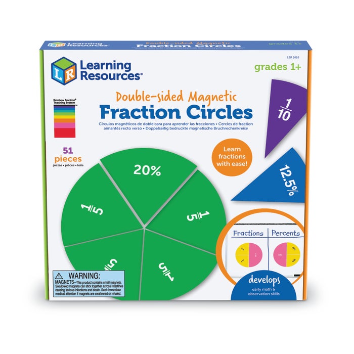 Learning Resources Double-Sided Magnetic Fraction Circles, 9 Pieces