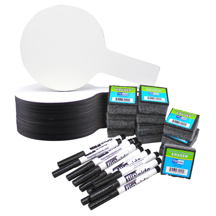 Flipside Mini Dry Erase Answer Paddle, Eraser and Pen Set, 5 x 9 Inches, 36 Pieces