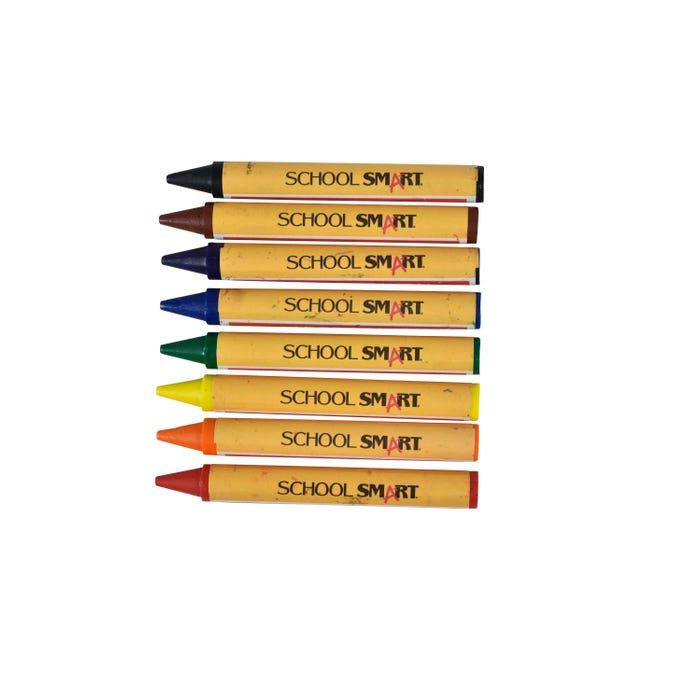 School Smart Crayons, Large Size, Assorted Colors, Set of 8