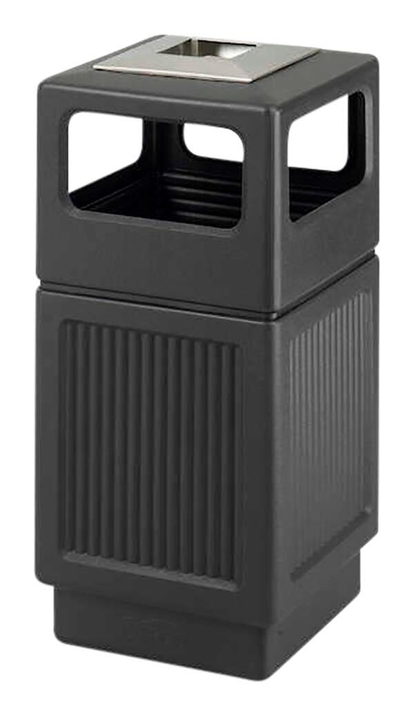 Safco Recessed Panel Series Side Opening With Urn, 38 Gallon Capacity, 13 x 6 Inch Opening, Black 2027776