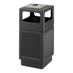 Safco Recessed Panel Series Side Opening With Urn, 38 Gallon Capacity, 13 x 6 Inch Opening, Black 2027776