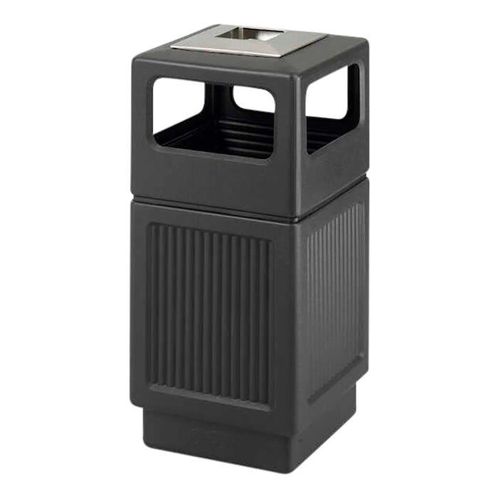 Safco Recessed Panel Series Side Opening With Urn, 38 Gallon Capacity, 13 x 6 Inch Opening, Black