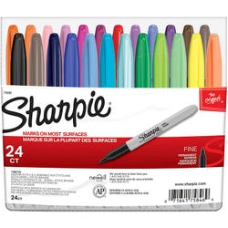 Image for Sharpie Fine Permanent Markers, Fine Tip, Assorted Colors, Set of 24 from School Specialty