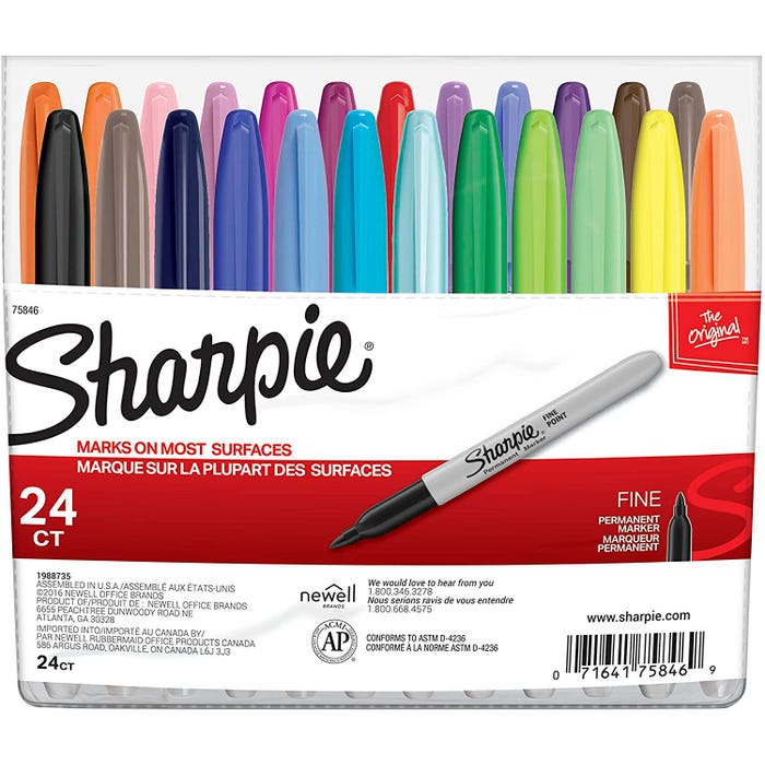 Sharpie Fine Permanent Markers, Fine Tip, Assorted Colors, Set of