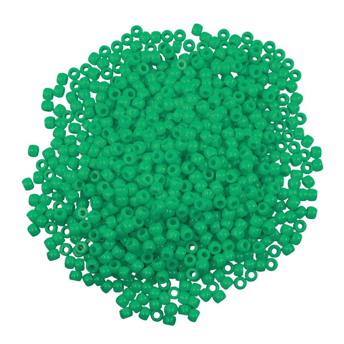 Creativity Street Plastic Pony Beads, Green, Pack of 1000