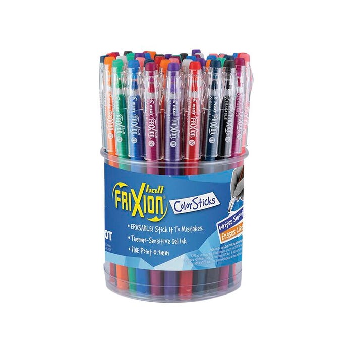 Pilot FriXion ColorSticks Erasable Gel Ink Pens in Tub, Fine Point, Assorted Ink Colors, Pack of 48