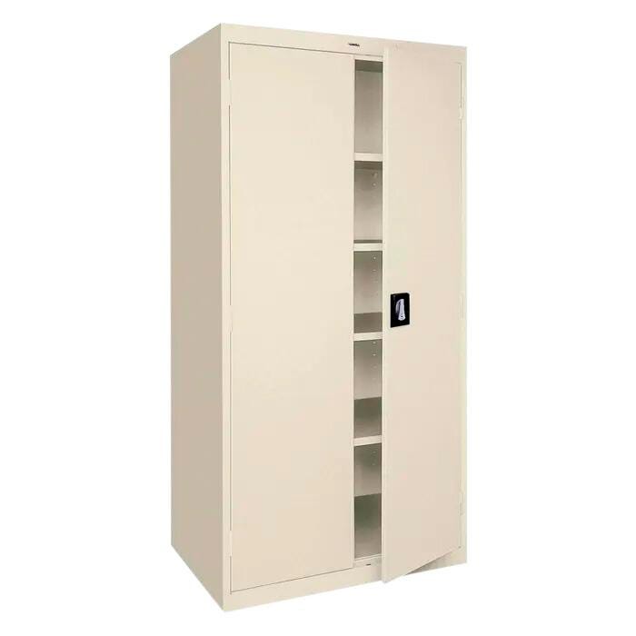 Lorell Fortress Series Putty Storage Cabinets, 36 x 18 x 72 Inches