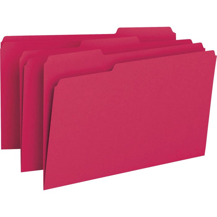 Smead File Folder, Legal Size, 1/3 Cut Tabs, Red, Pack of 100