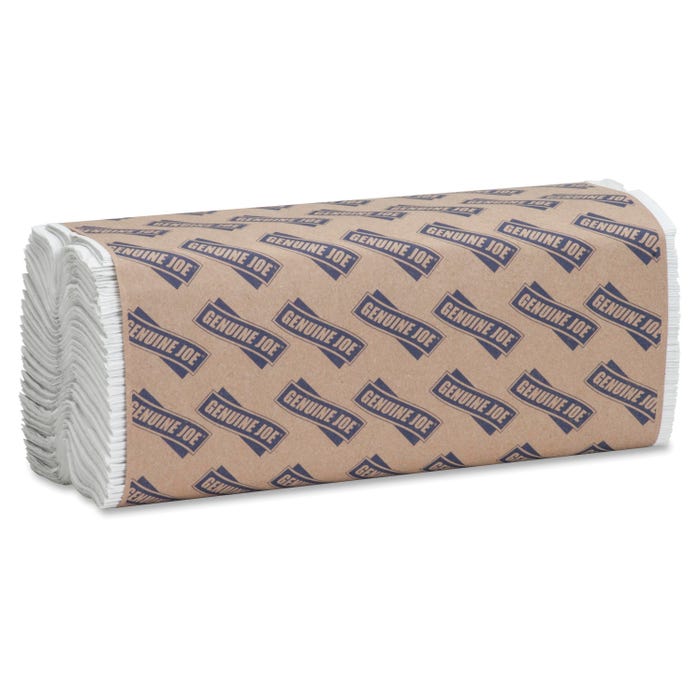 Genuine Joe C- Fold Towel, 1 Ply, Paper, White, Carton of 10