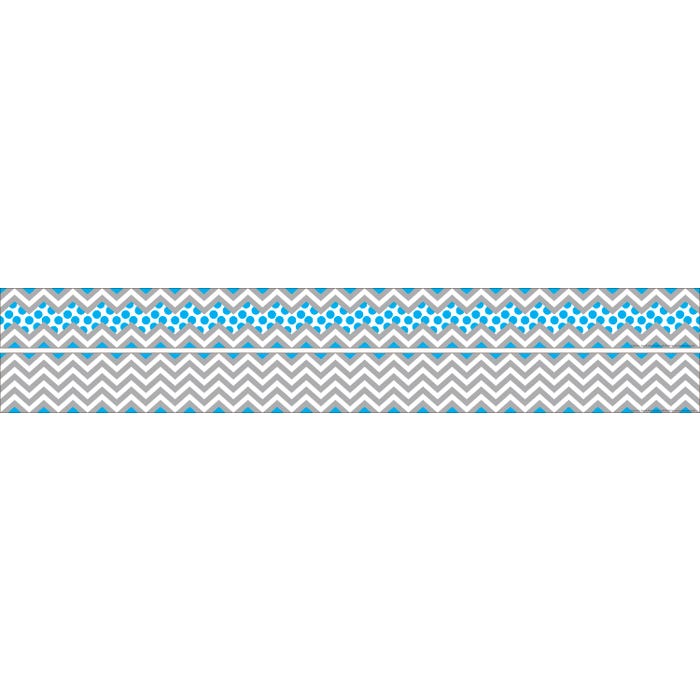Barker Creek Chevron Gray/Blue Double Sided Trimmer, 3 x 35 Inches, Pack of 12