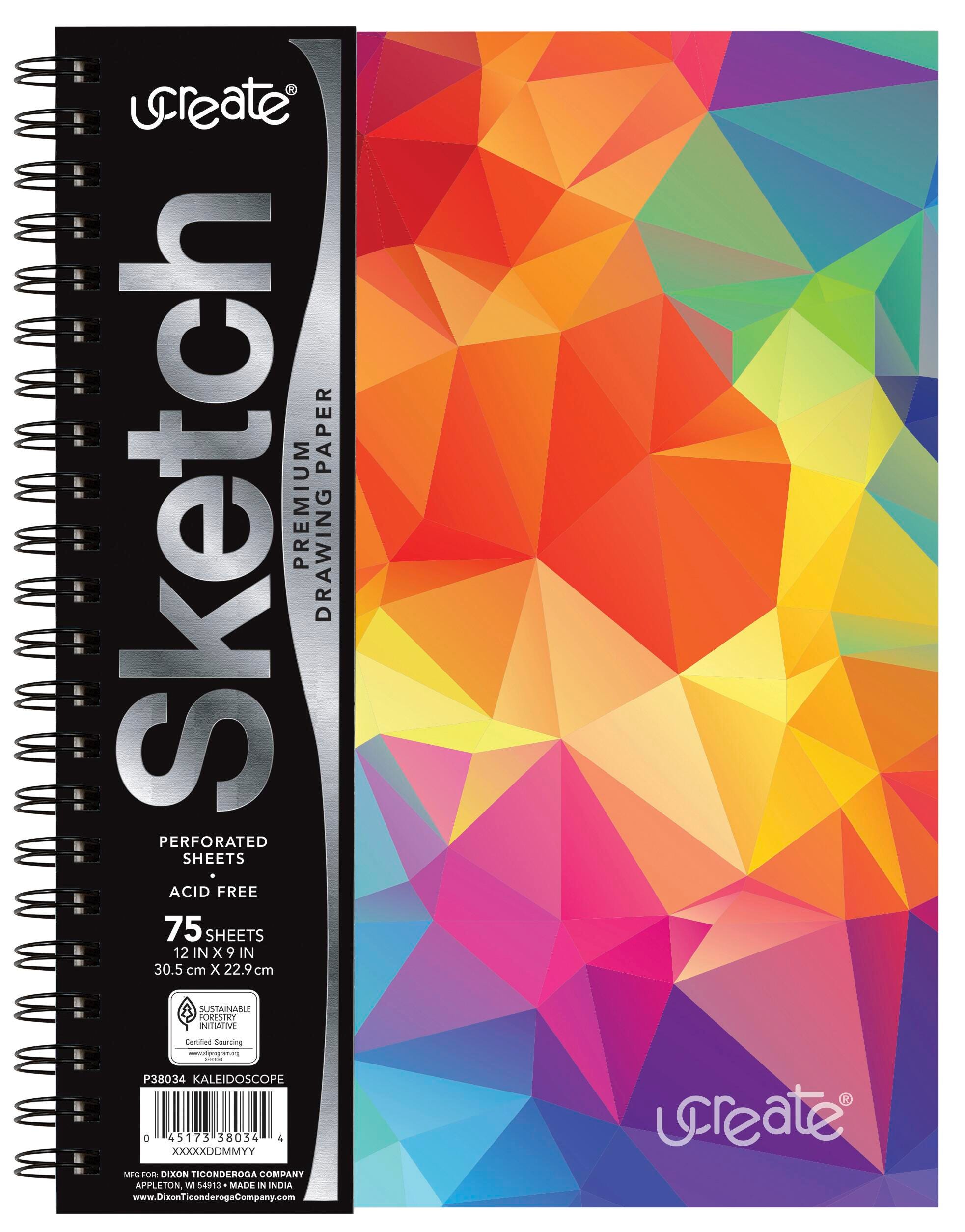 UCreate Fashion Sketch Book, Kaleidoscope, 12 x 9 Inches, 75 Sheets 2104373