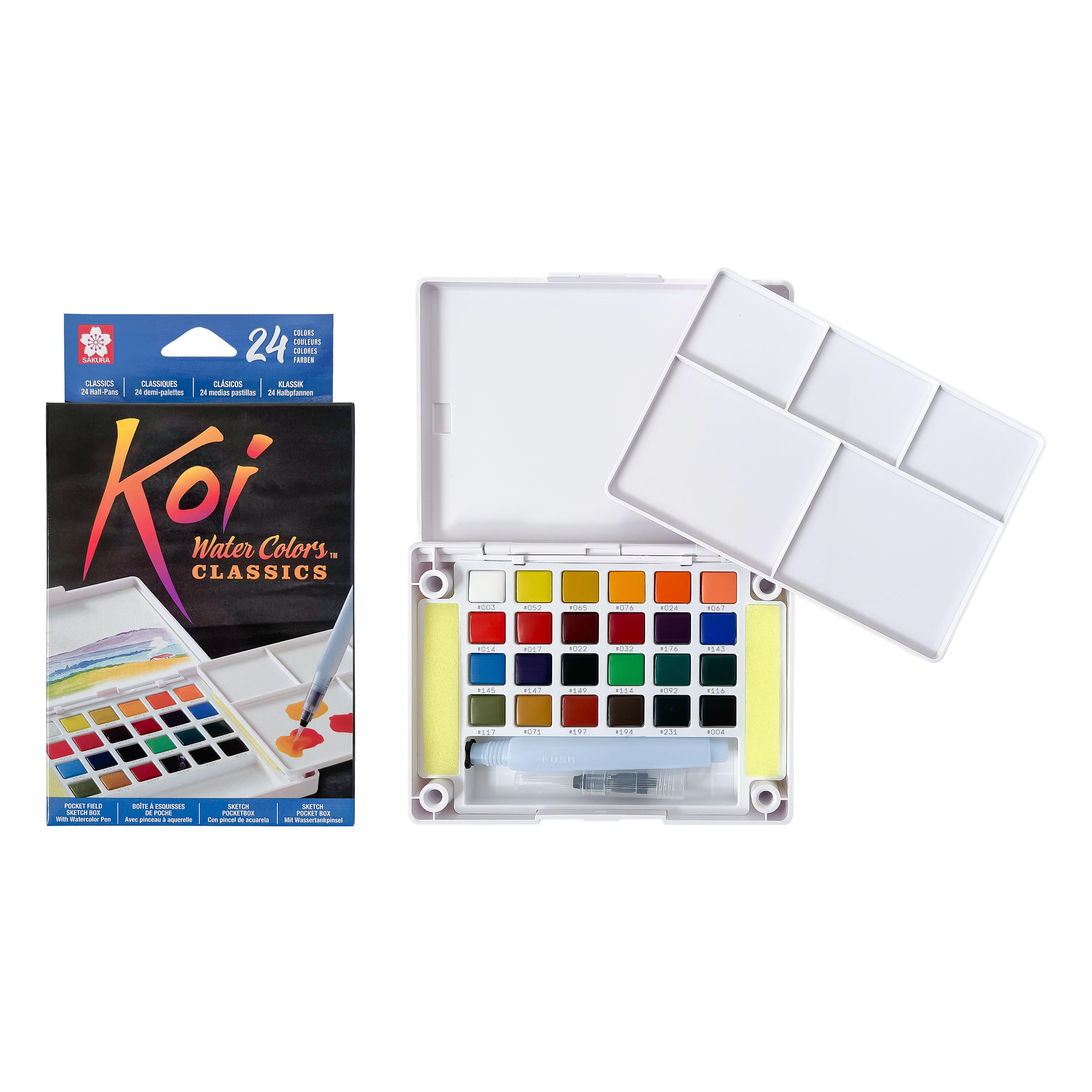 Sakura Koi 24 Watercolors Pocket Field Sketch Box with Brush 1567835