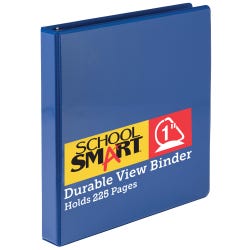 Image for School Smart Durable Polypropylene D-Ring View Binder, 1 Inch, Blue from School Specialty
