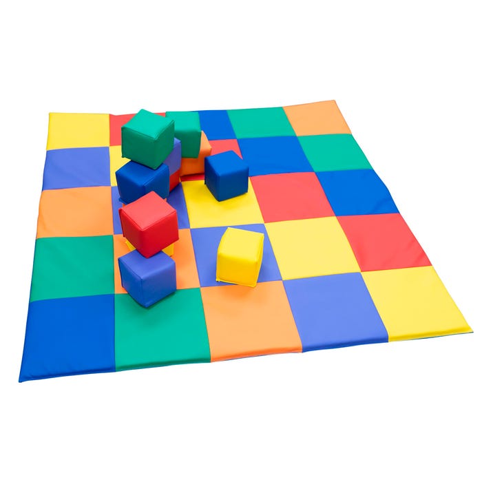 Children's Factory Shape 'n Color Mat and Matching Cubes, 60 x 60 Inches
