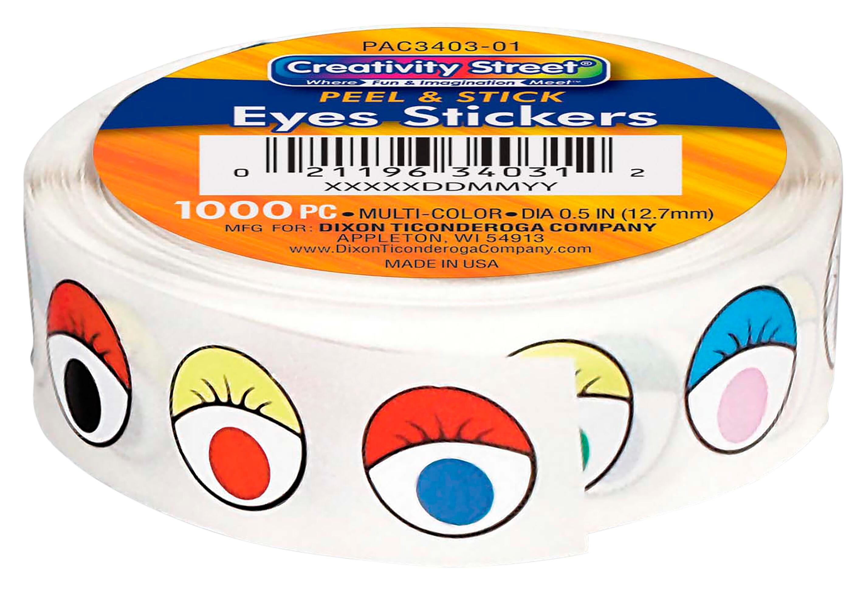 Creativity Street Flat Wiggle Eye Sticker, 10 mm, Multi-Color, Pack of 1000, Item Number 401644