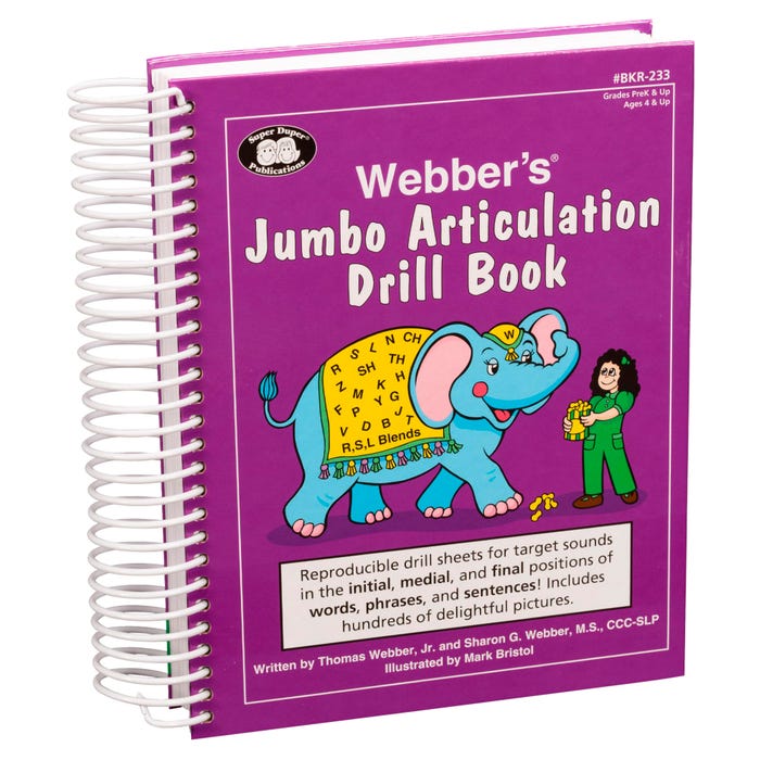Super Duper Webber’s Jumbo Articulation Drill Book, Book Only