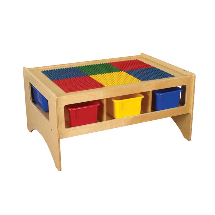 Childcraft Toddler Multi-Purpose Play Table, Building Block Top, 6 Assorted Color Trays, 36 x 26 x 18 Inches