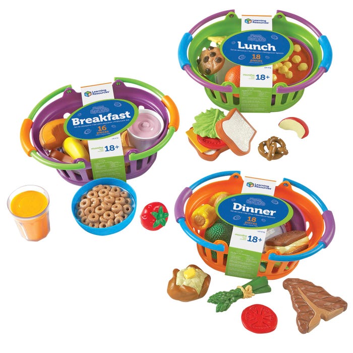 Learning Resources New Sprouts Breakfast, Lunch and Dinner, 3 Baskets, 56 Pieces