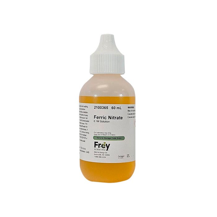 Frey Scientific Ferric Nitrate 0.1M Solution, 60mL