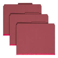 Smead SafeSHIELD Pressboard Classification File Folders, Letter Size, 2/5 Cut Tabs, 2 Inch Expansion, Bright Red, Pack of 10