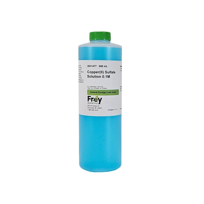 Frey Scientific Copper (II) Sulfate, 0.1M Solution, Lab Grade, 500mL