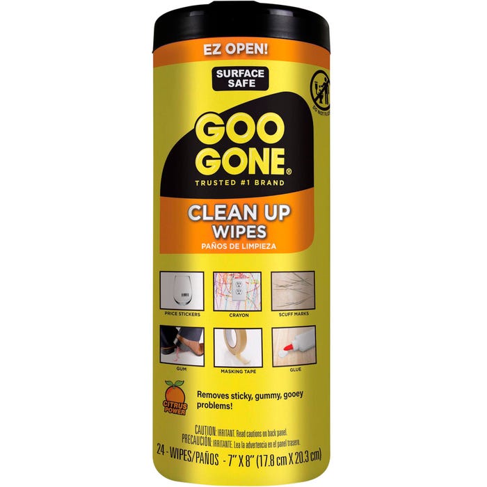 Goo Gone Tough Task Wipes, 24 Wipes, White