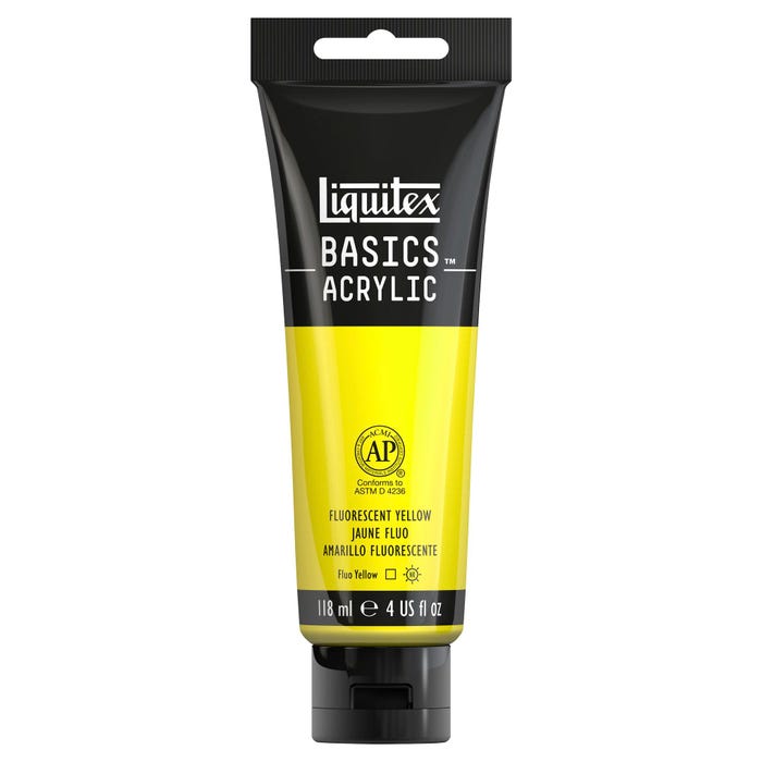 Liquitex BASICS Acrylic Paint, 4 Ounces, Fluorescent Yellow
