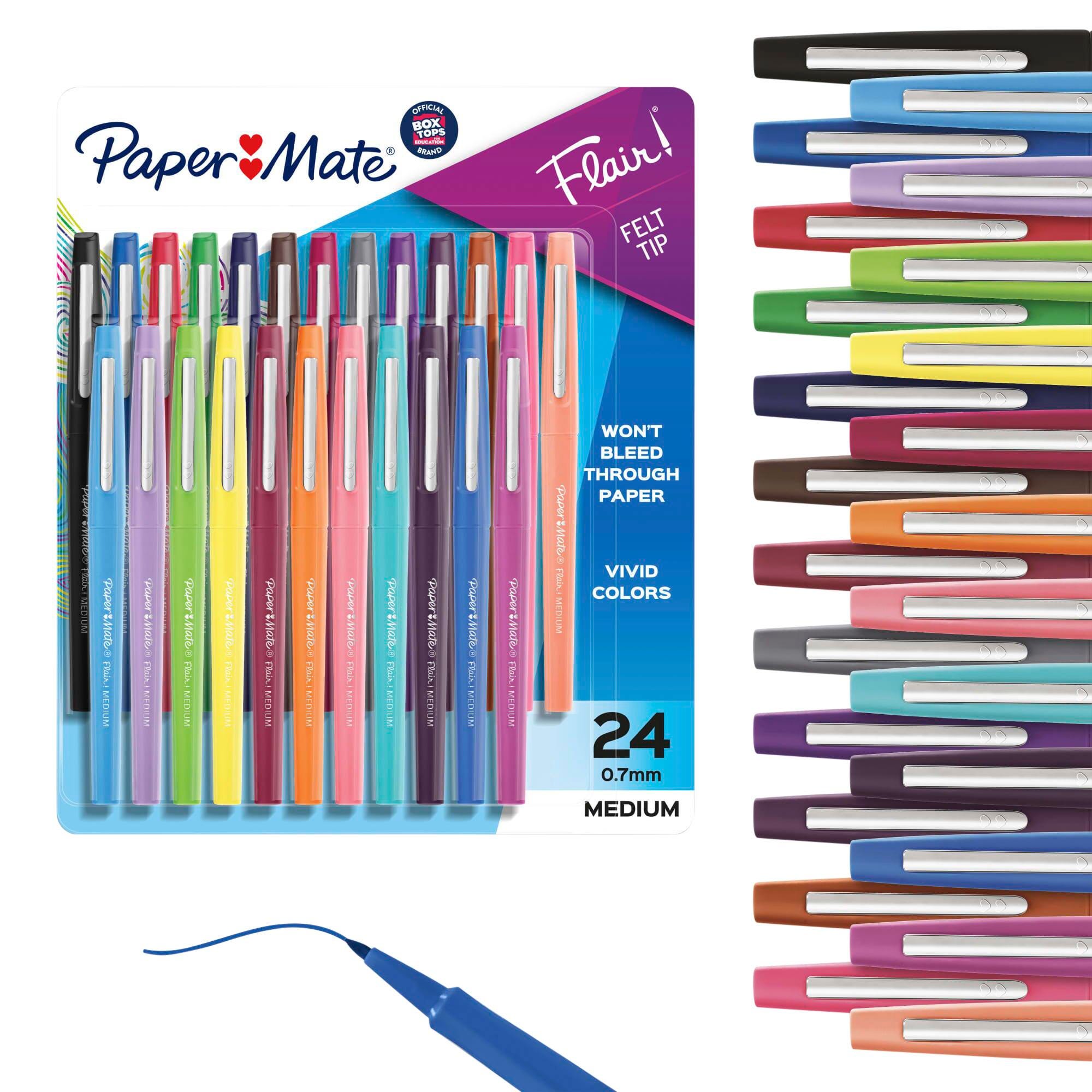 Image for Paper Mate Flair Felt Tip Pens, Medium Point, 0.7 mm, Assorted Colors, Pack of 24 from School Specialty
