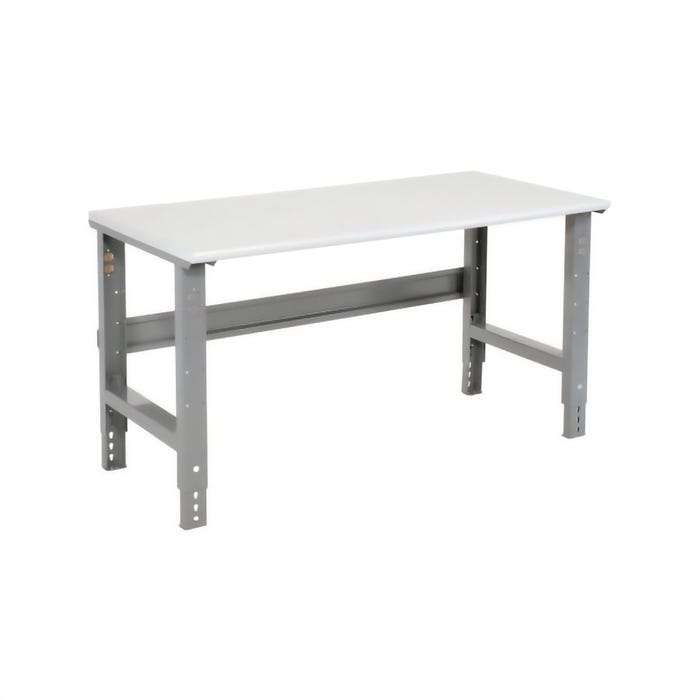 Global Industrial Adjustable Height Workbench C-Channel Leg, White Plastic Top, ESD Safety Edge