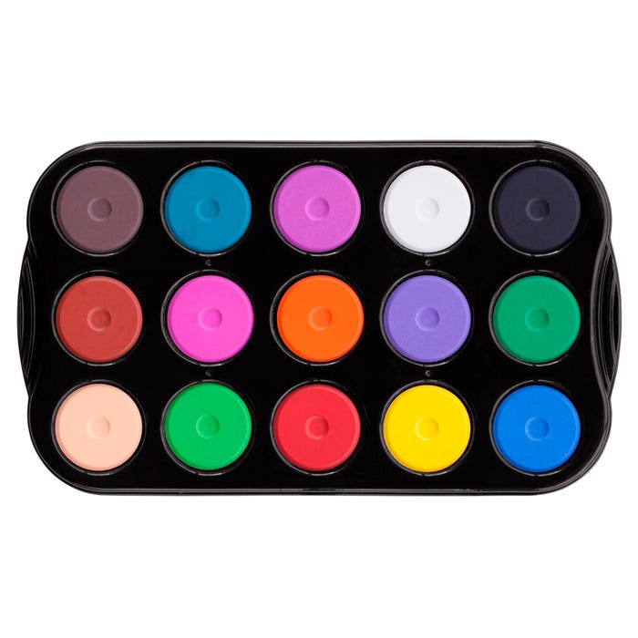 Jack Richeson Tempera Cakes, Mini Size, Assorted Colors, Set of 15