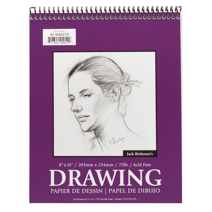Jack Richeson Heavy Weight Drawing Pad, 8 x 10 Inches, 75 lb, 30 Sheets