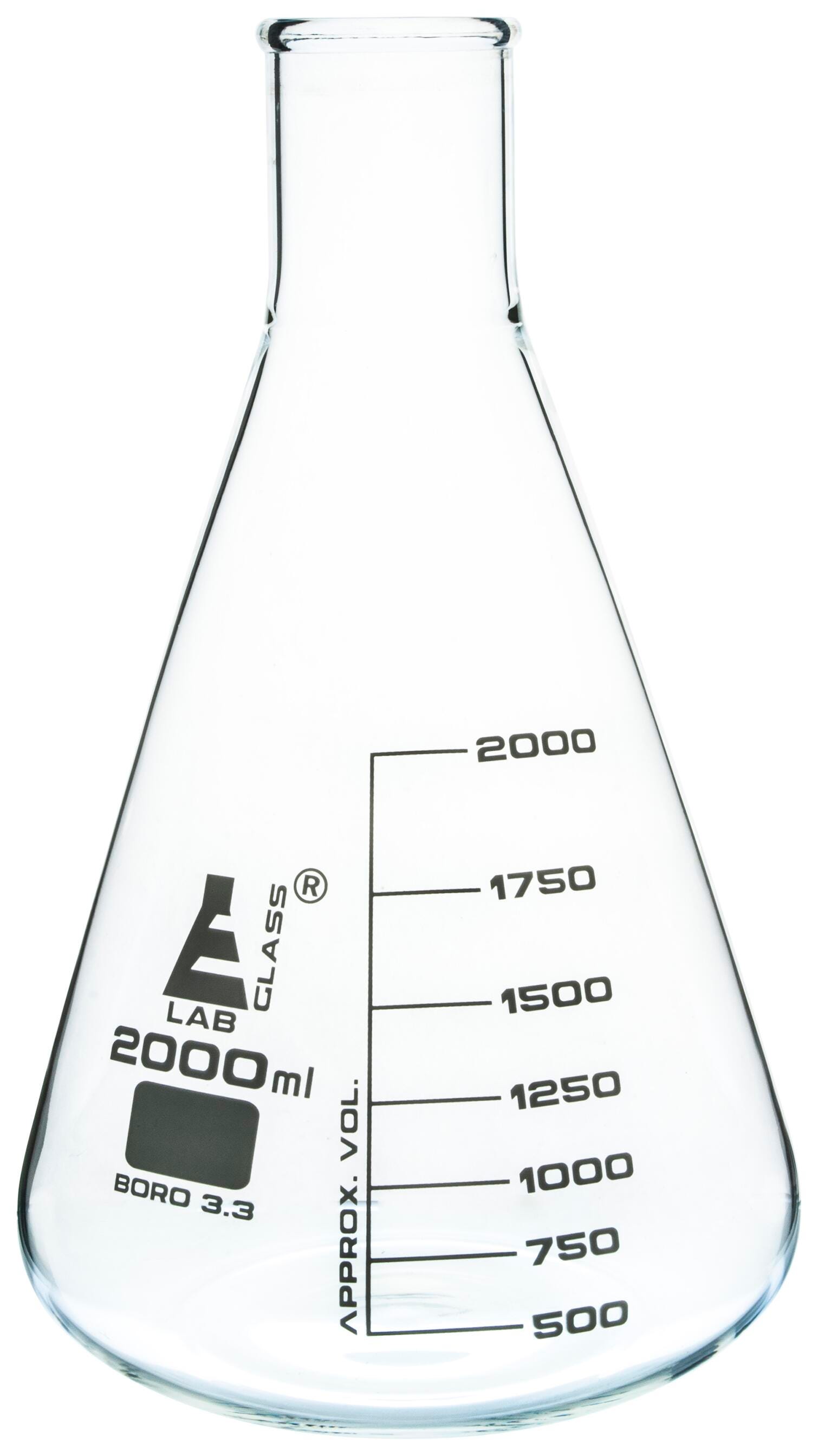 EISCO Erlenmeyer Flask 2000mL Narrow Neck Borosilicate Glass 2012157
