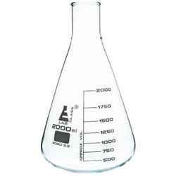 Eisco Labs Erlenmeyer Flask, Narrow Neck, 2000mL, Borosilicate Glass