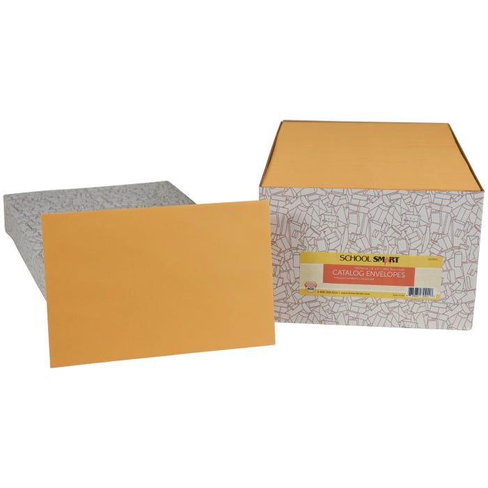 School Smart No Clasp Envelopes with Gummed Flap, 6 x 9 Inches, Kraft Brown, Pack of 500