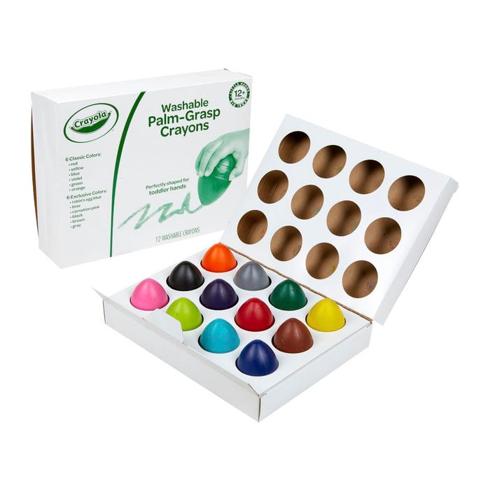 Crayola Palm Grasp Washable Crayons, Assorted Colors, Set of 12