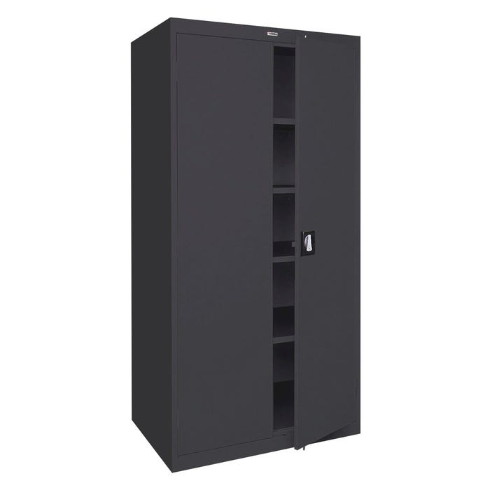 Lorell Fortress Series Black Storage Cabinets, 36 x 18 x 72 Inches