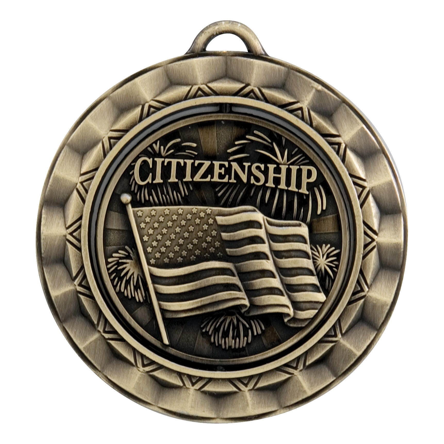 PDU CAT Citizenship Die Struck Spinner Medal, 2 Inches, Metal, Gold