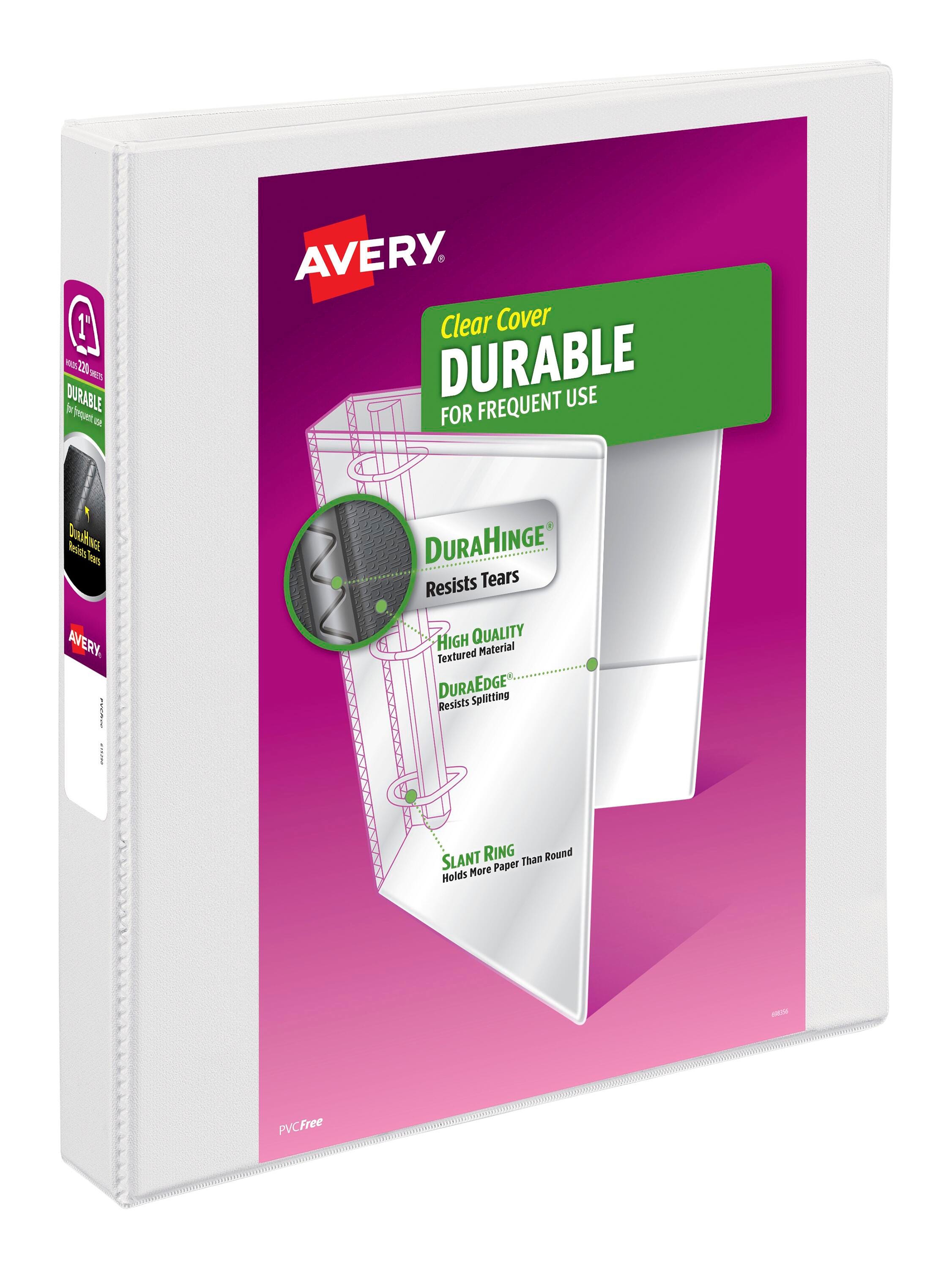 Image for Avery Durable View Binder with Slant Ring, 1 Inch, White from School Specialty