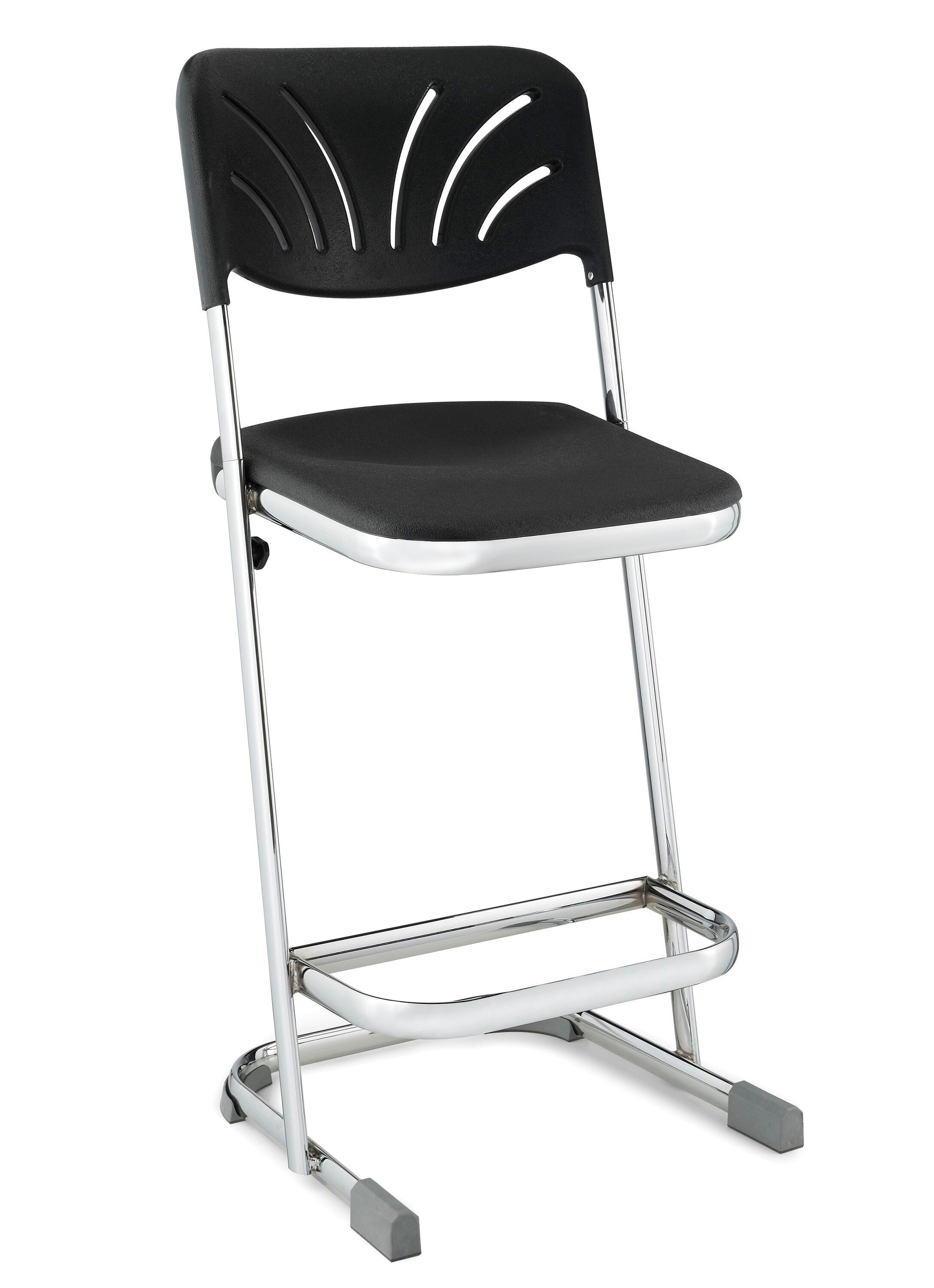 NPS® 22" Elephant Z-Stool With Backrest, Black Seat and Chrome Frame 1366666