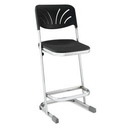 NPS® 22" Elephant Z-Stool With Backrest, Black Seat and Chrome Frame 1366666
