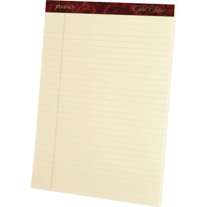 Ampad Gold Fibre Legal Pad, 8-1/2 x 11-3/4 Inches, Legal Ruled, Ivory, 50 Sheets, Pack of 4
